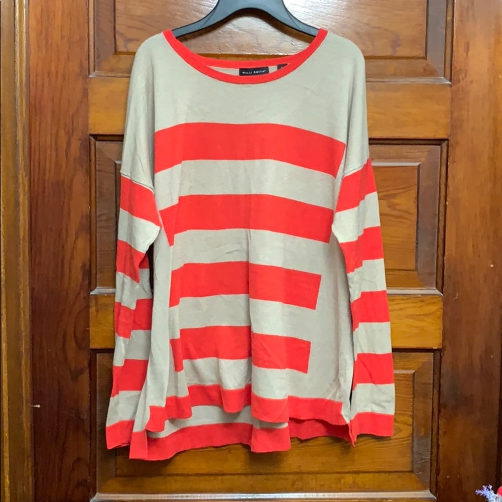 Orange tan striped sweater